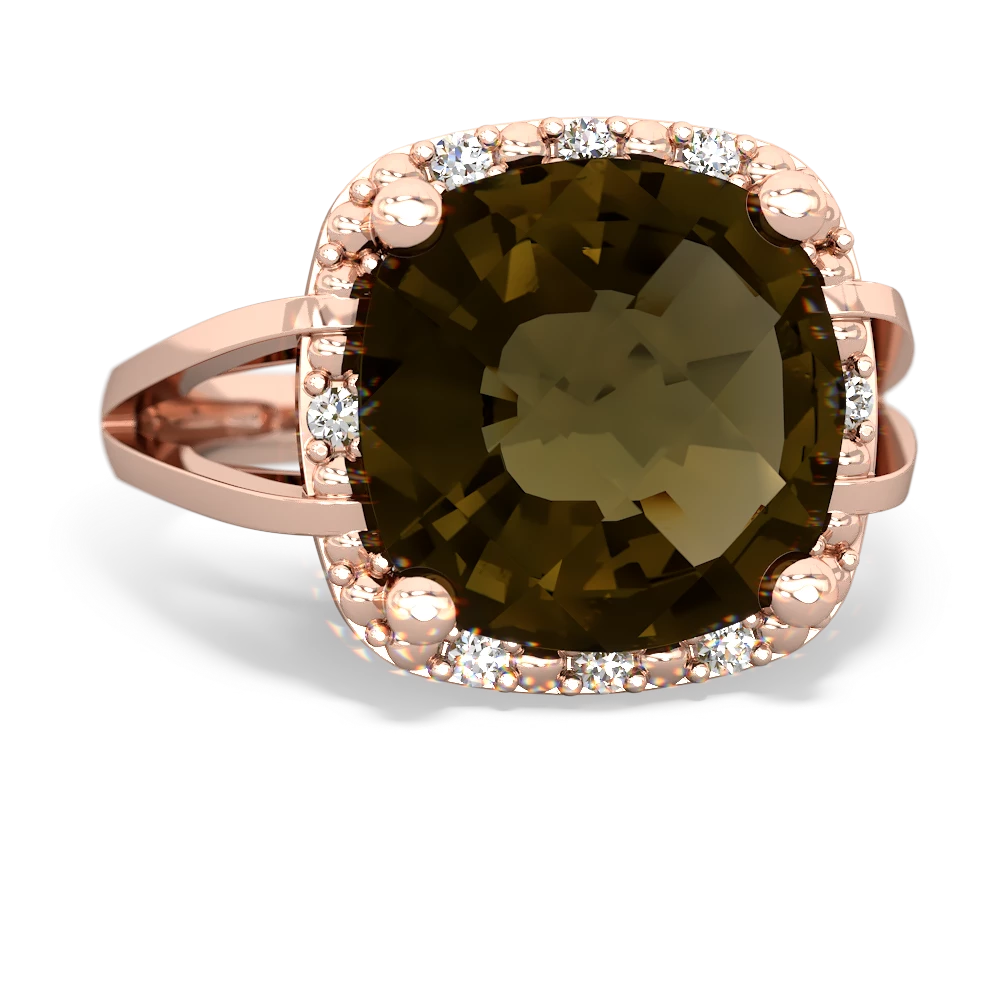 Smoky Quartz Art Deco Cocktail 14K Rose Gold ring R2498