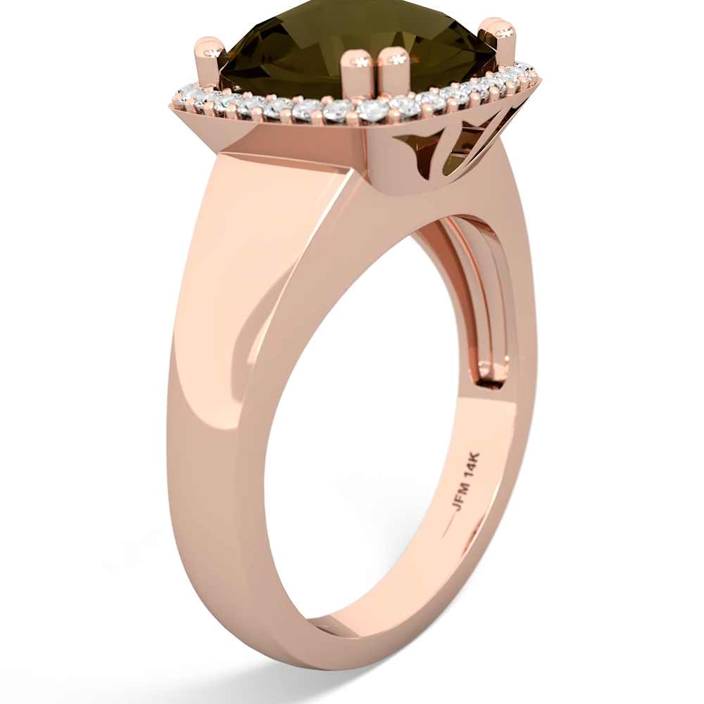 Smoky Quartz Halo Cocktail 14K Rose Gold ring R2544