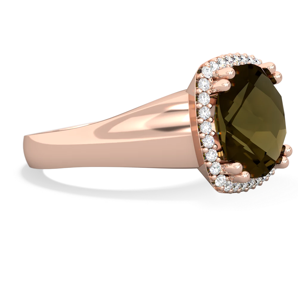 Smoky Quartz Halo Cocktail 14K Rose Gold ring R2544