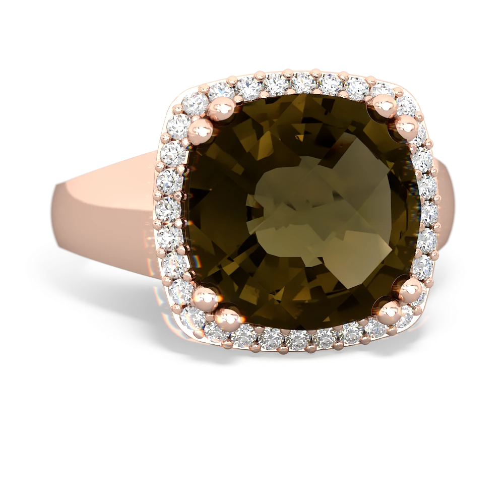 Smoky Quartz Halo Cocktail 14K Rose Gold ring R2544