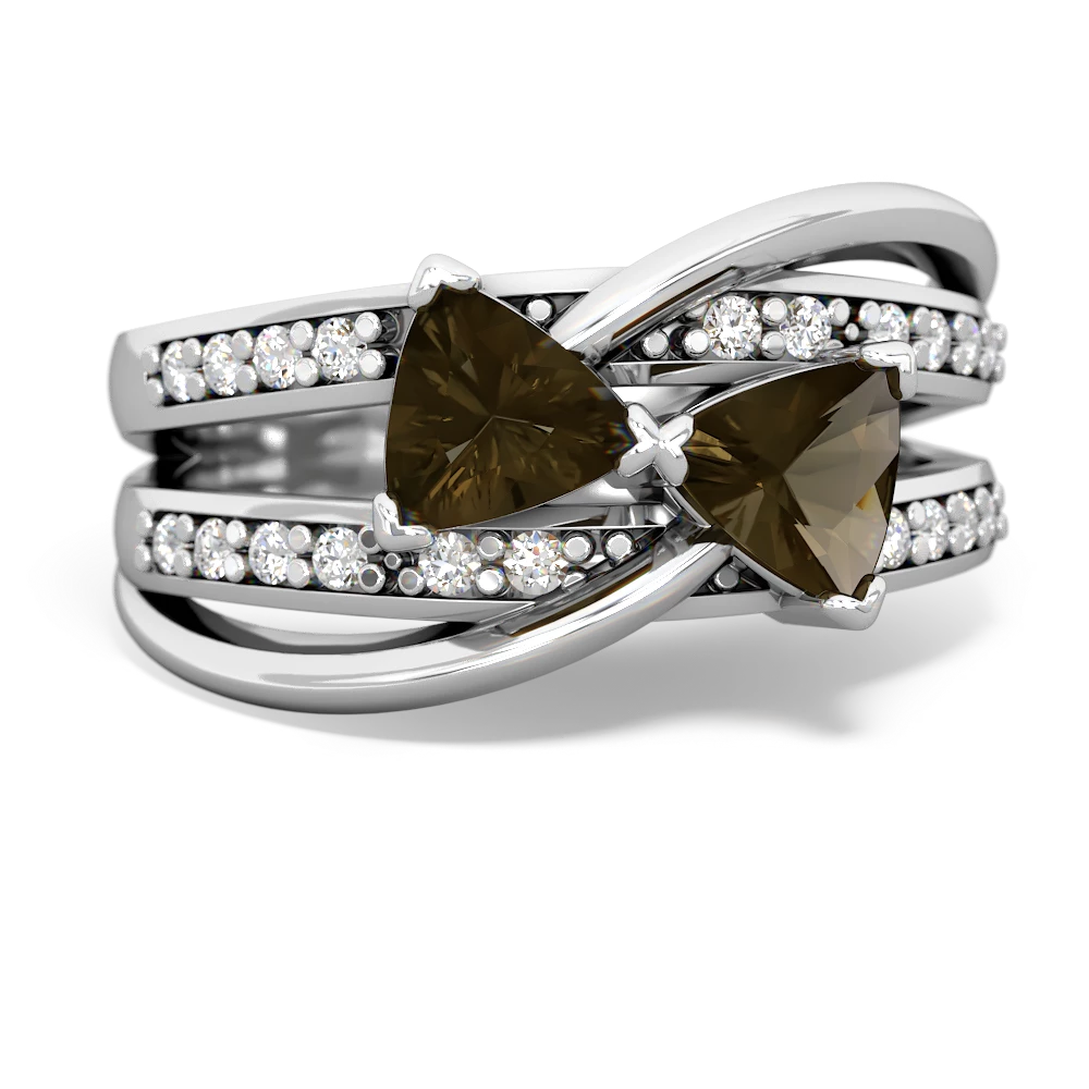 Smoky Quartz Bowtie 14K White Gold ring R2360