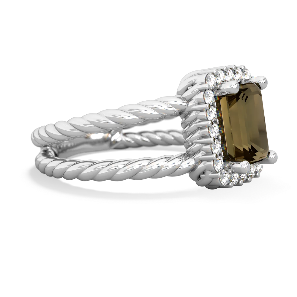 Smoky Quartz Rope Split Band 14K White Gold ring R2628