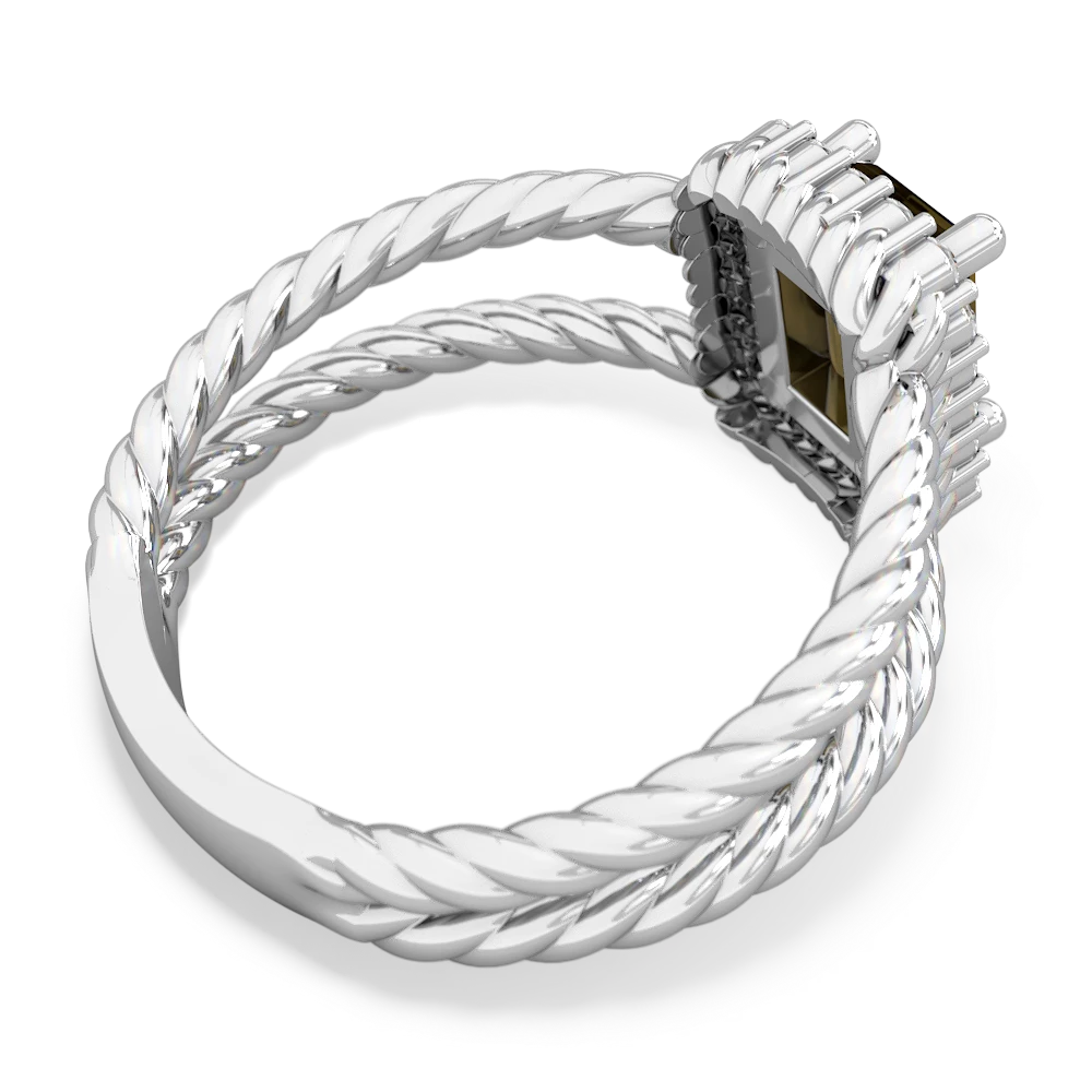 Smoky Quartz Rope Split Band 14K White Gold ring R2628