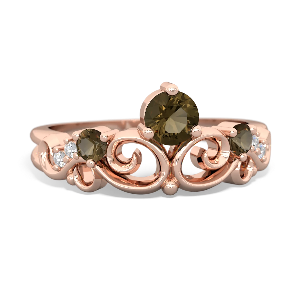 Smoky Quartz Crown Keepsake 14K Rose Gold ring R5740