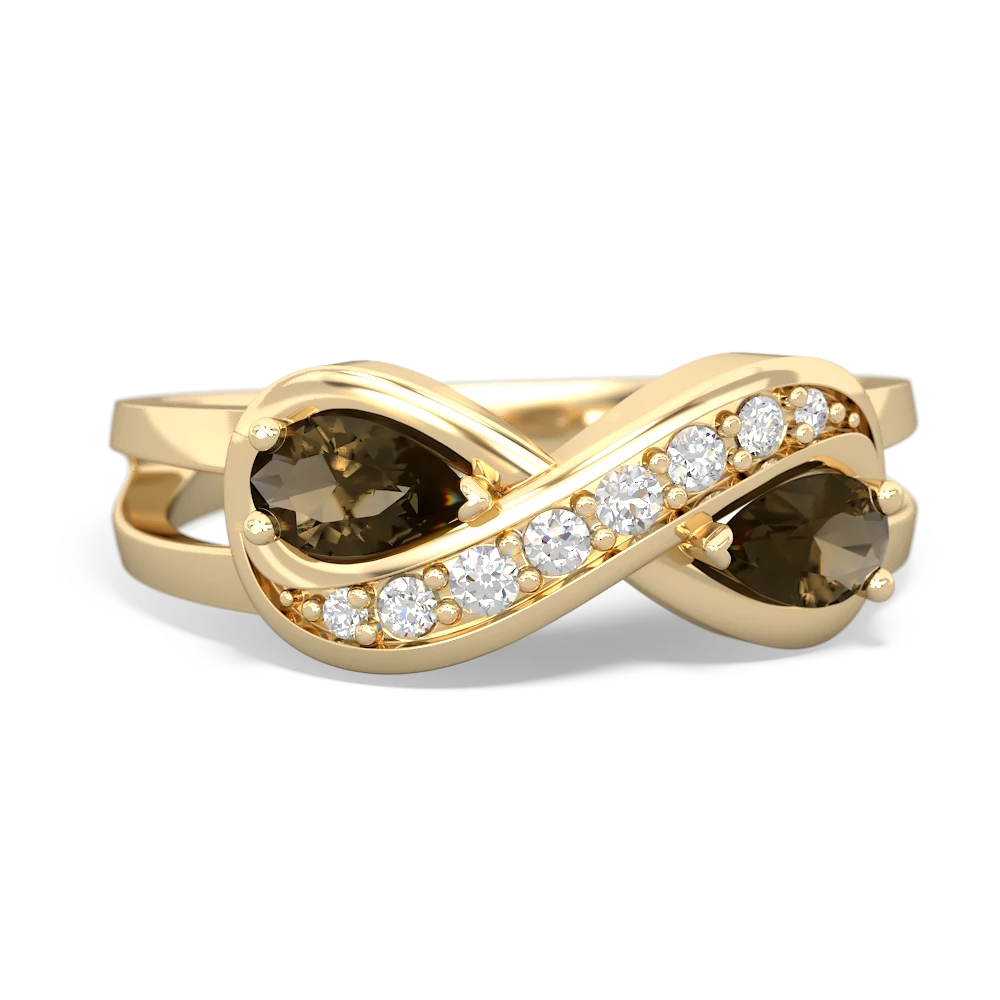 Smoky Quartz Diamond Infinity 14K Yellow Gold ring R5390