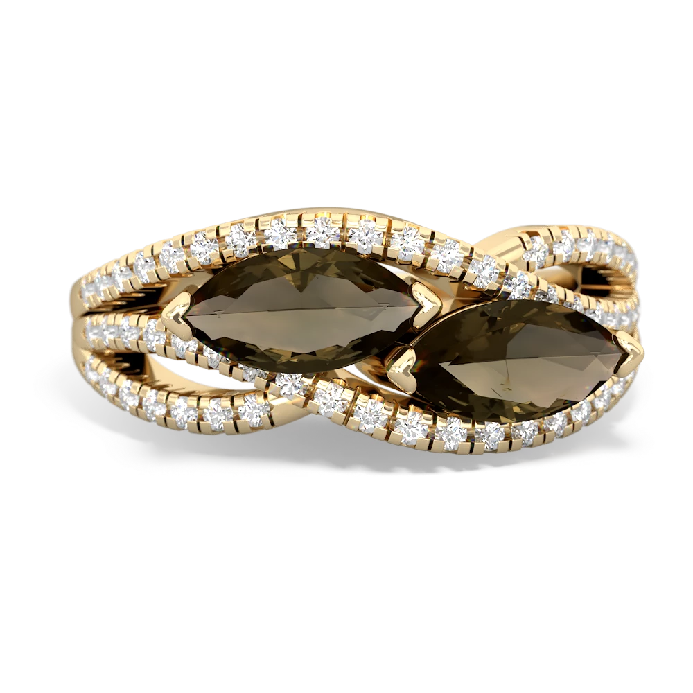 Smoky Quartz Diamond Rivers 14K Yellow Gold ring R3070