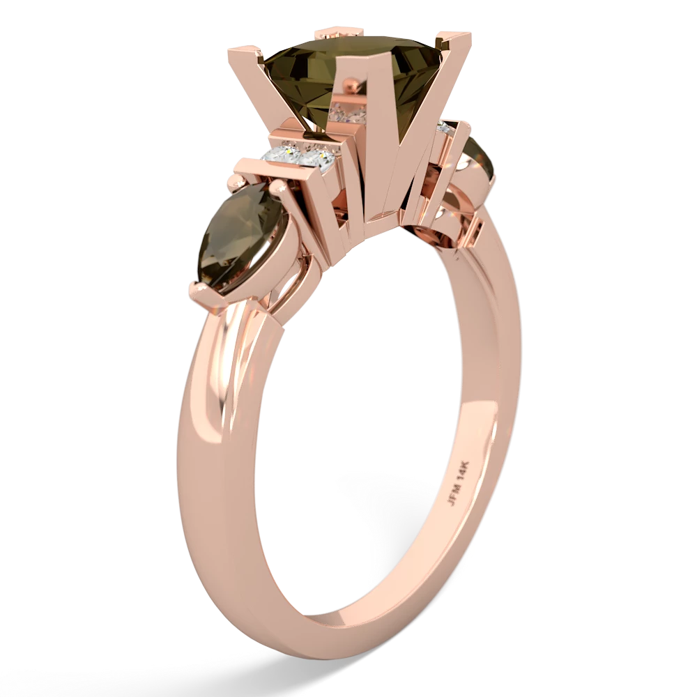 Smoky Quartz 6Mm Princess Eternal Embrace Engagement 14K Rose Gold ring C2002