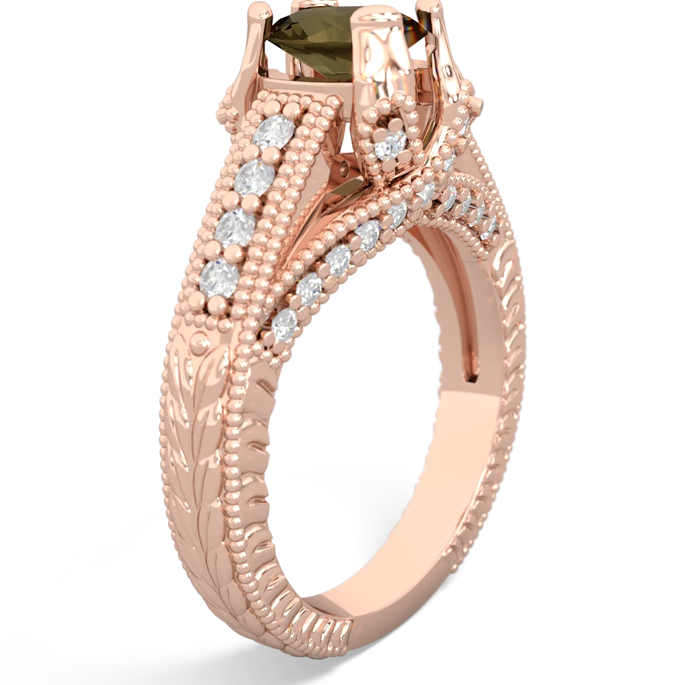 Smoky Quartz Antique Style 14K Rose Gold ring R2028