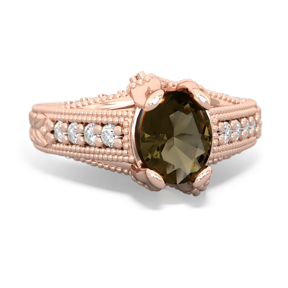 Smoky Quartz Antique Style 14K Rose Gold ring R2028