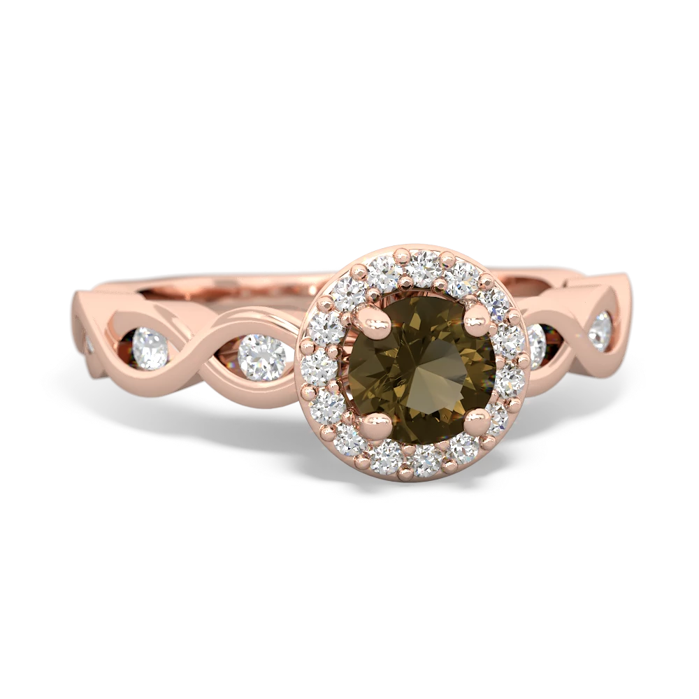 Smoky Quartz Infinity Halo Engagement 14K Rose Gold ring R26315RH