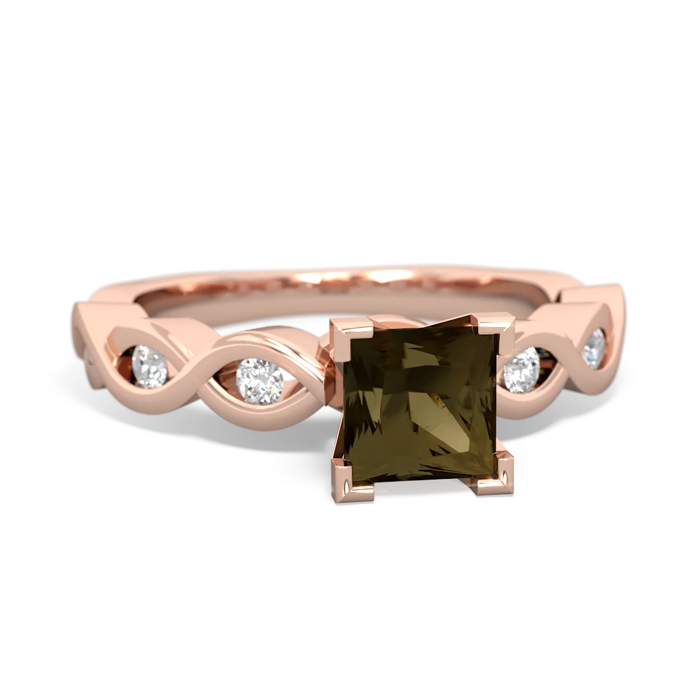 Smoky Quartz Infinity 5Mm Square Engagement 14K Rose Gold ring R26315SQ