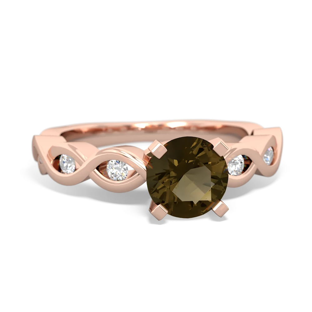 Smoky Quartz Infinity 6Mm Round Engagement 14K Rose Gold ring R26316RD