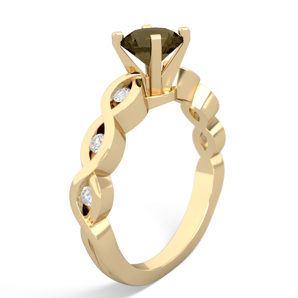 Smoky Quartz Infinity 6Mm Round Engagement 14K Yellow Gold ring R26316RD