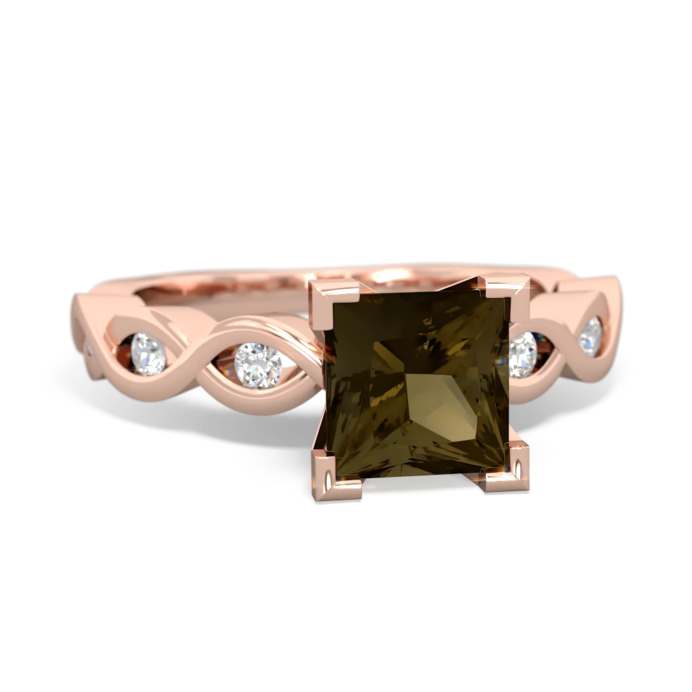 Smoky Quartz Infinity 6Mm Princess Engagement 14K Rose Gold ring R26316SQ