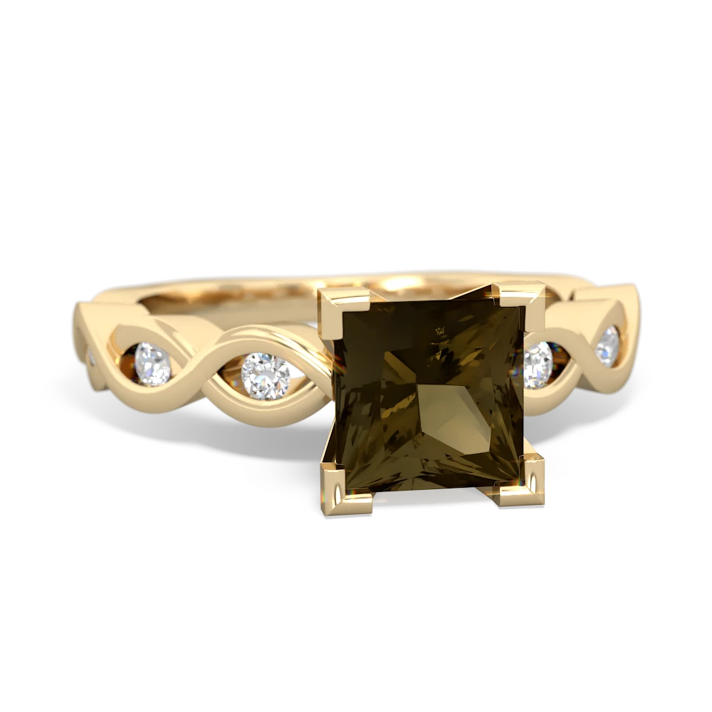 Smoky Quartz Infinity 6Mm Princess Engagement 14K Yellow Gold ring R26316SQ