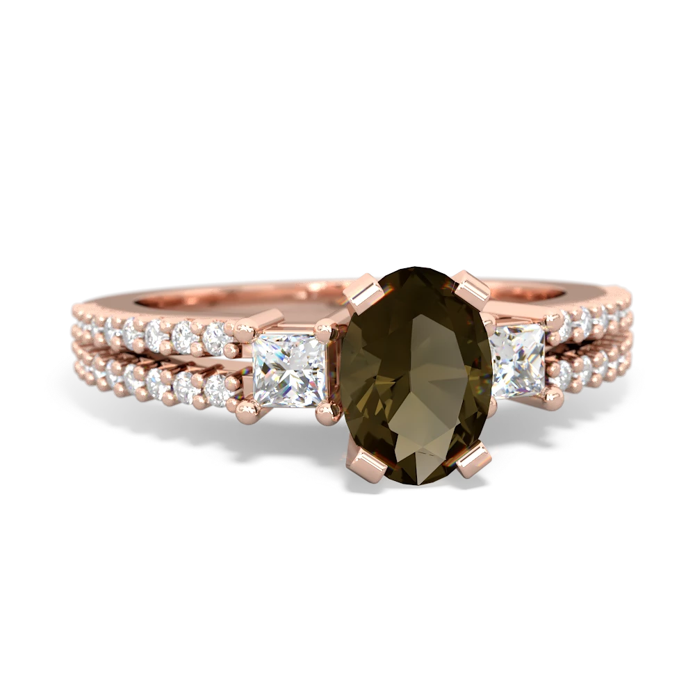 Smoky Quartz Classic 7X5mm Oval Engagement 14K Rose Gold ring R26437VL