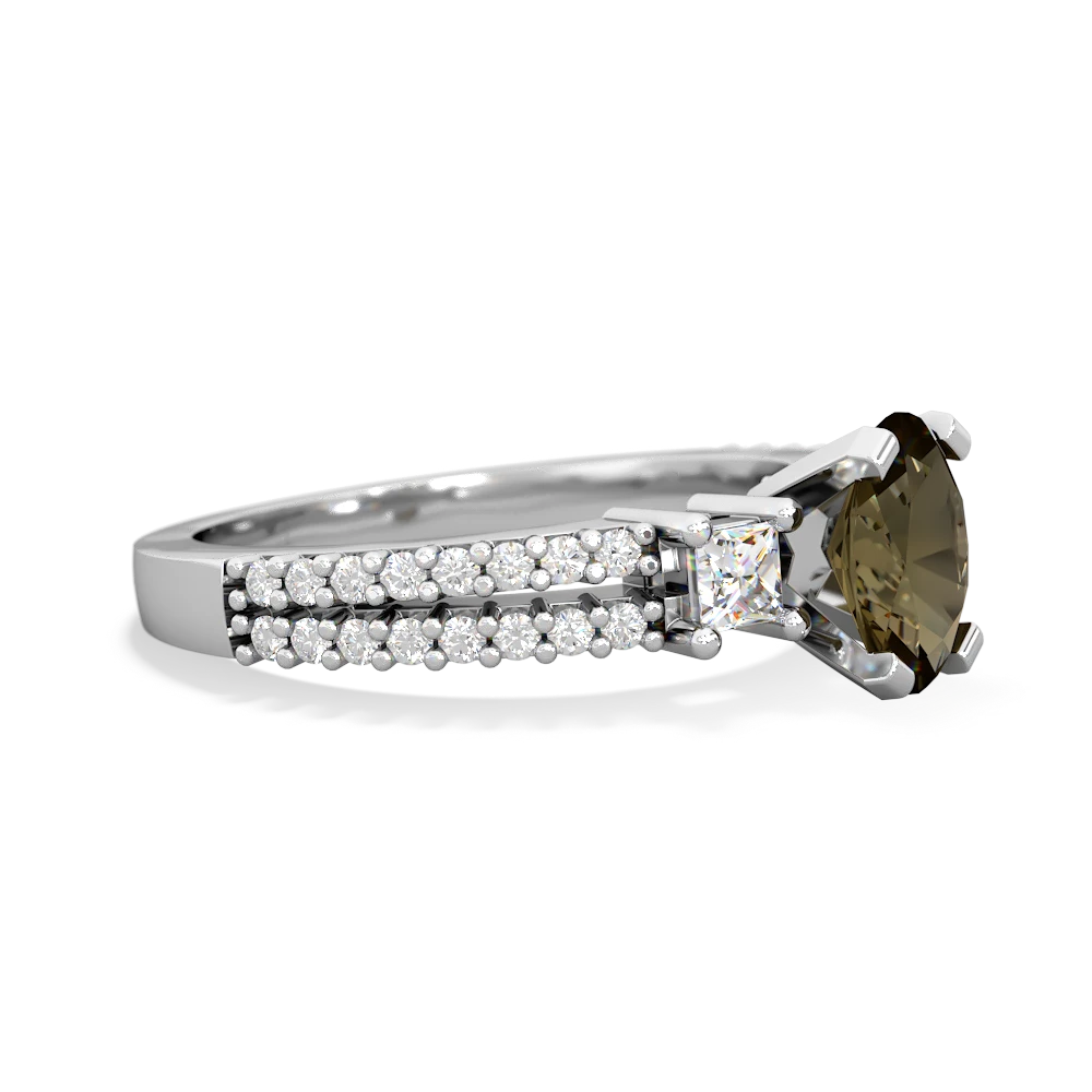 Smoky Quartz Engagement 14K White Gold ring R26437VL
