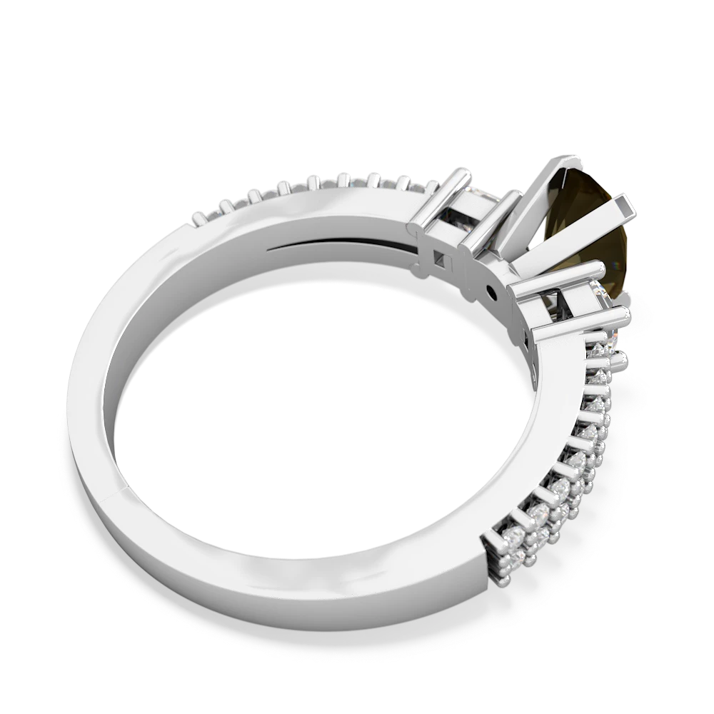 Smoky Quartz Engagement 14K White Gold ring R26437VL