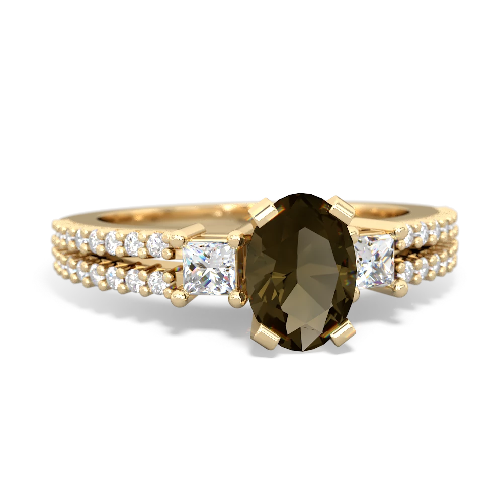 Smoky Quartz Classic 7X5mm Oval Engagement 14K Yellow Gold ring R26437VL
