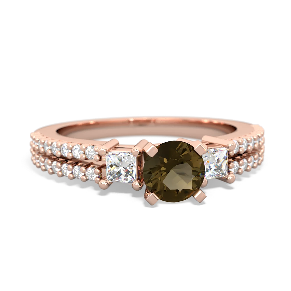 Smoky Quartz Classic 5Mm Round Engagement 14K Rose Gold ring R26435RD