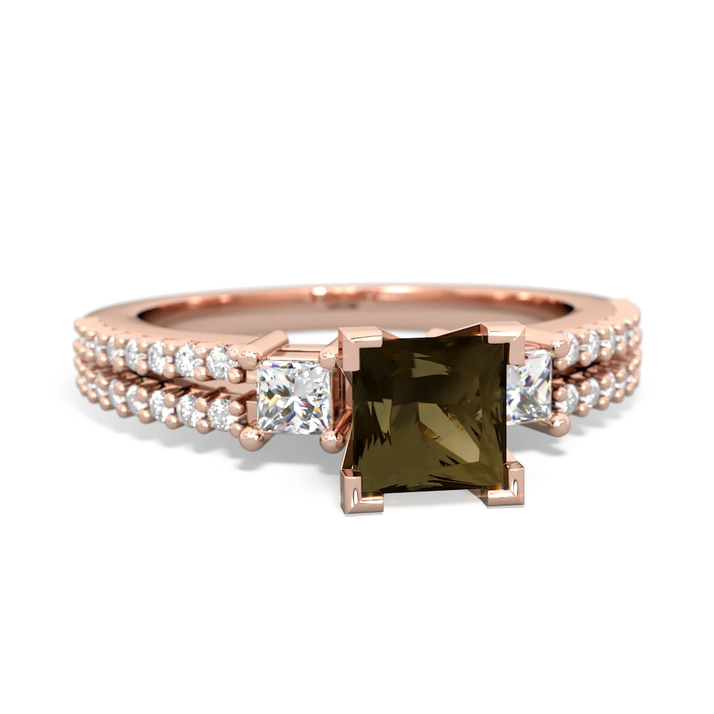 Smoky Quartz Classic 5Mm Square Engagement 14K Rose Gold ring R26435SQ