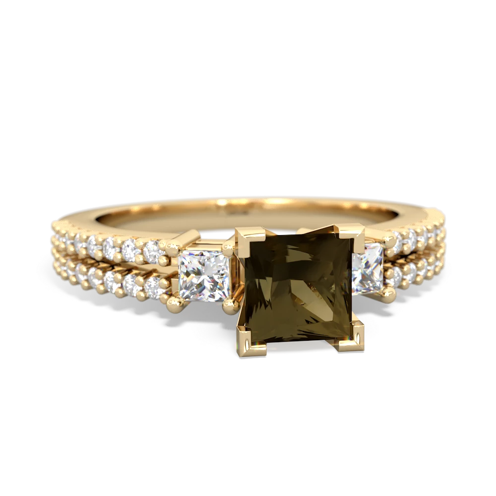 Smoky Quartz Classic 5Mm Square Engagement 14K Yellow Gold ring R26435SQ