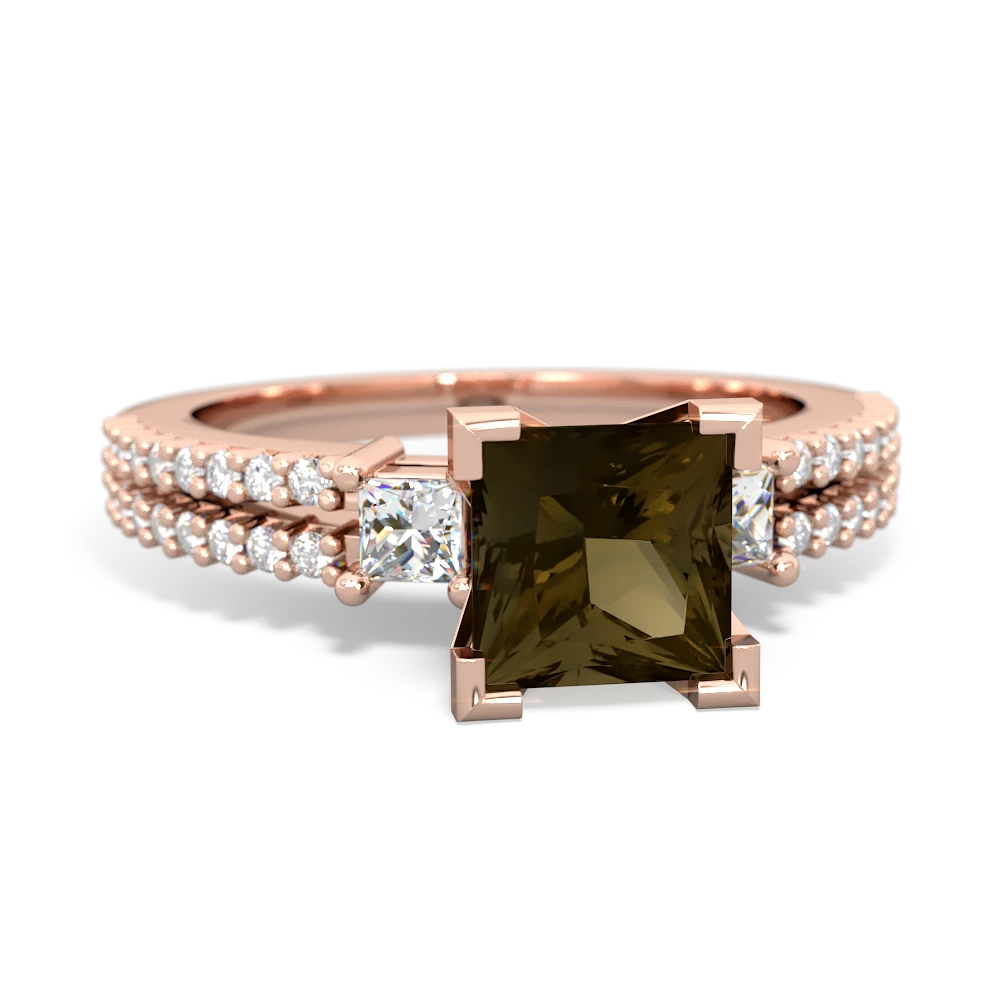 Smoky Quartz Classic 6Mm Princess Engagement 14K Rose Gold ring R26436SQ