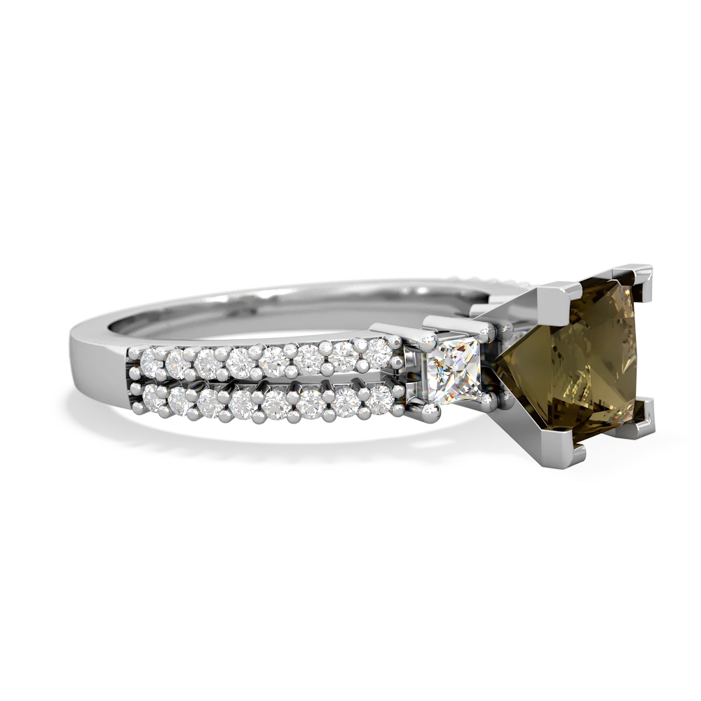 Smoky Quartz Classic 6Mm Princess Engagement 14K White Gold ring R26436SQ