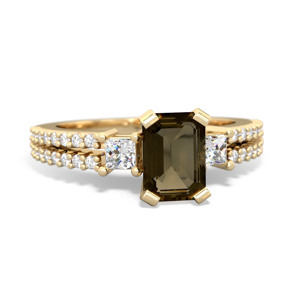 Smoky Quartz Classic 7X5mm Emerald-Cut Engagement 14K Yellow Gold ring R26437EM