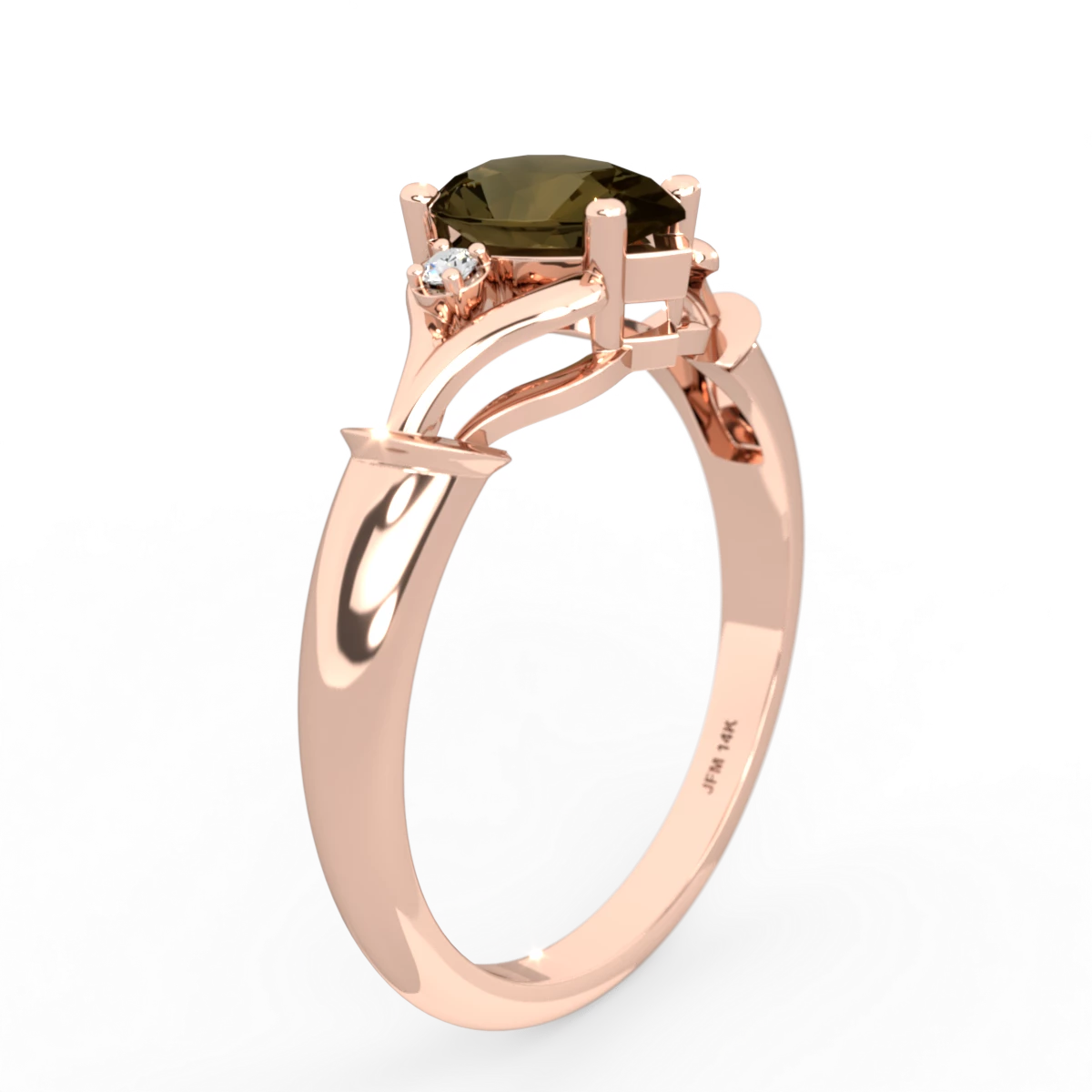 Smoky Quartz Precious Pear 14K Rose Gold ring R0826