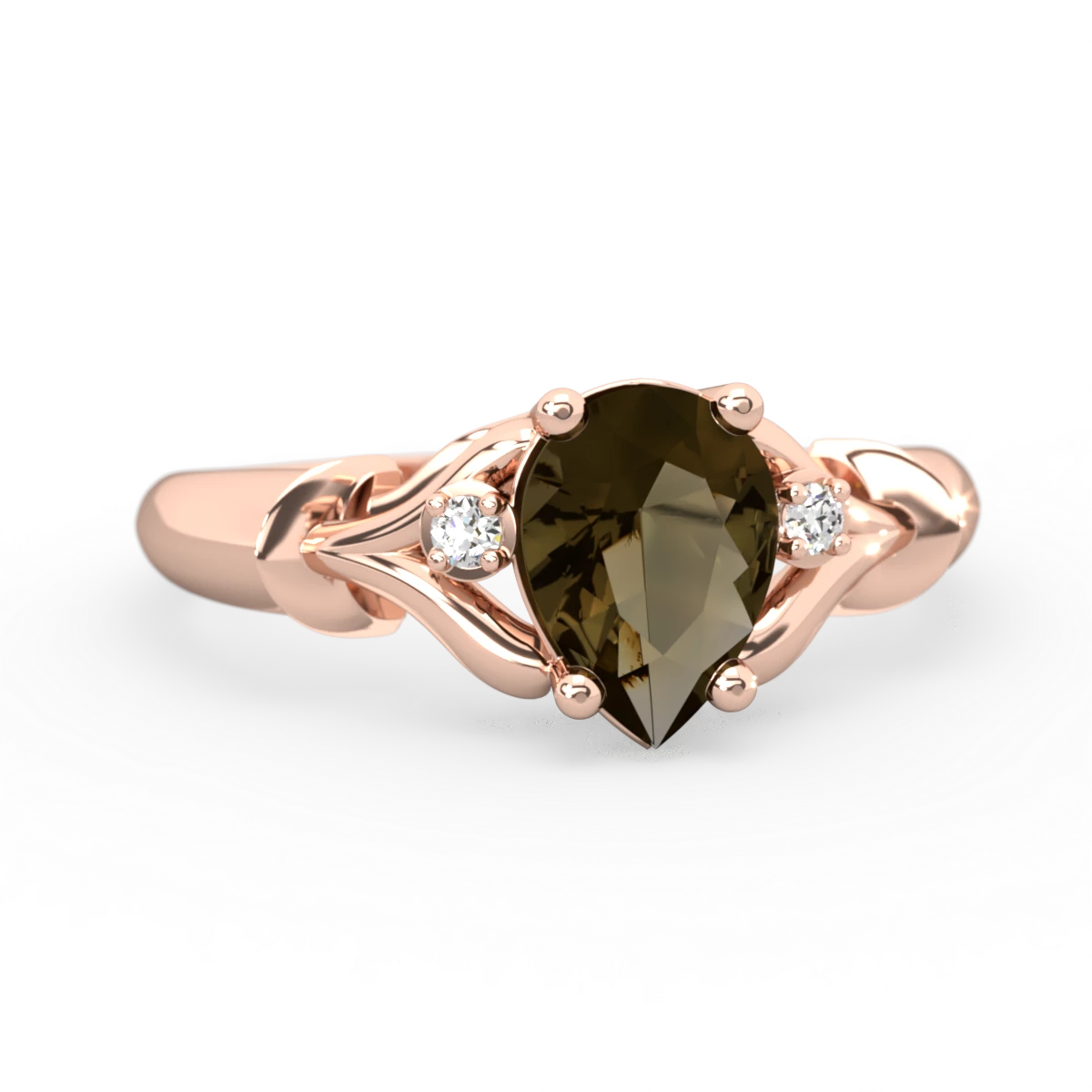 Smoky Quartz Precious Pear 14K Rose Gold ring R0826