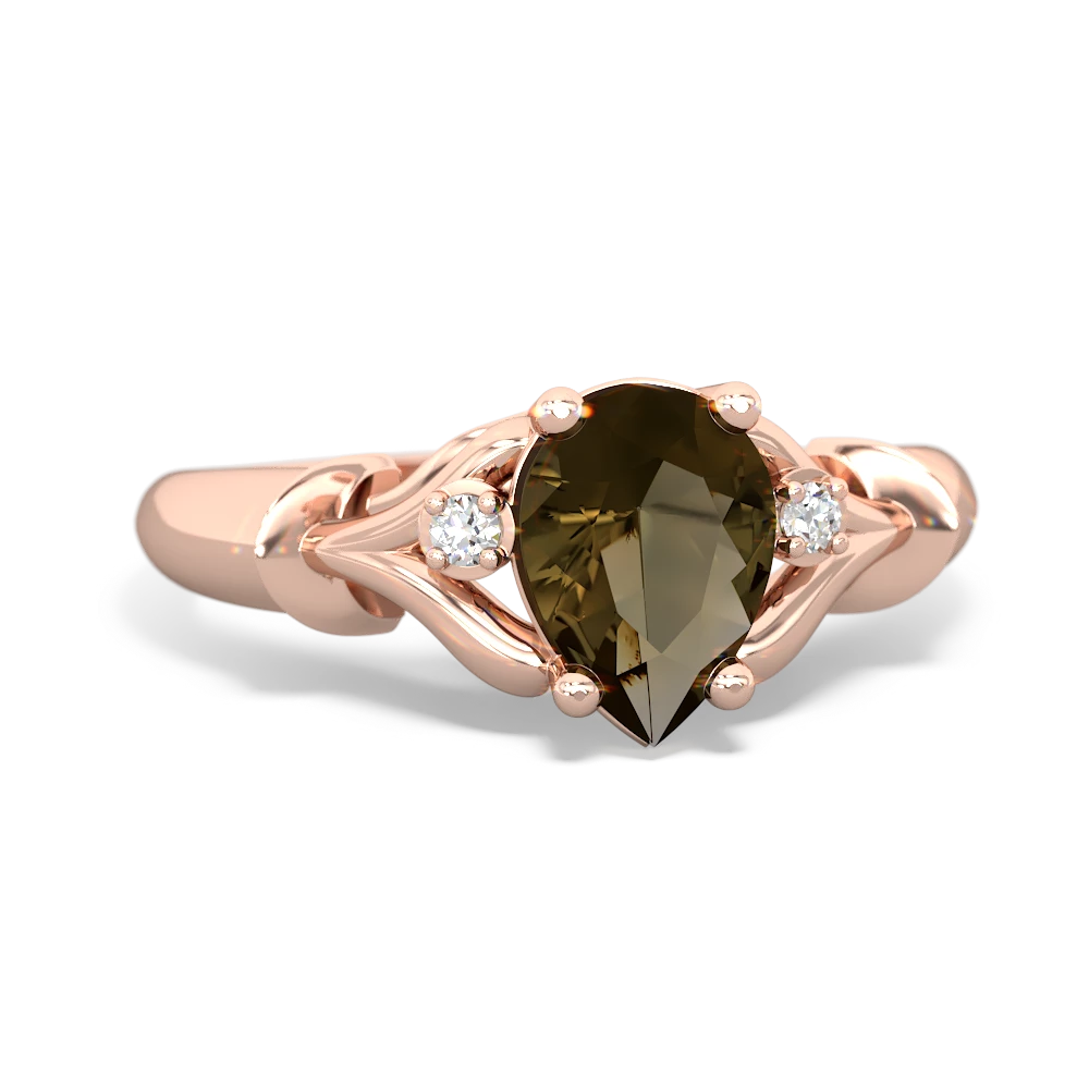 Smoky Quartz Precious Pear 14K Rose Gold ring R0826