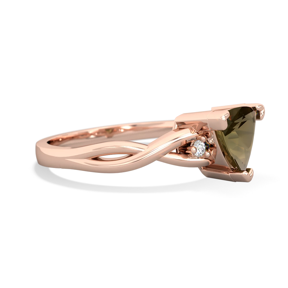 Smoky Quartz Trillion Twist 14K Rose Gold ring R2104