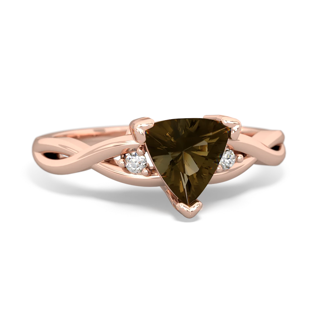 Smoky Quartz Trillion Twist 14K Rose Gold ring R2104