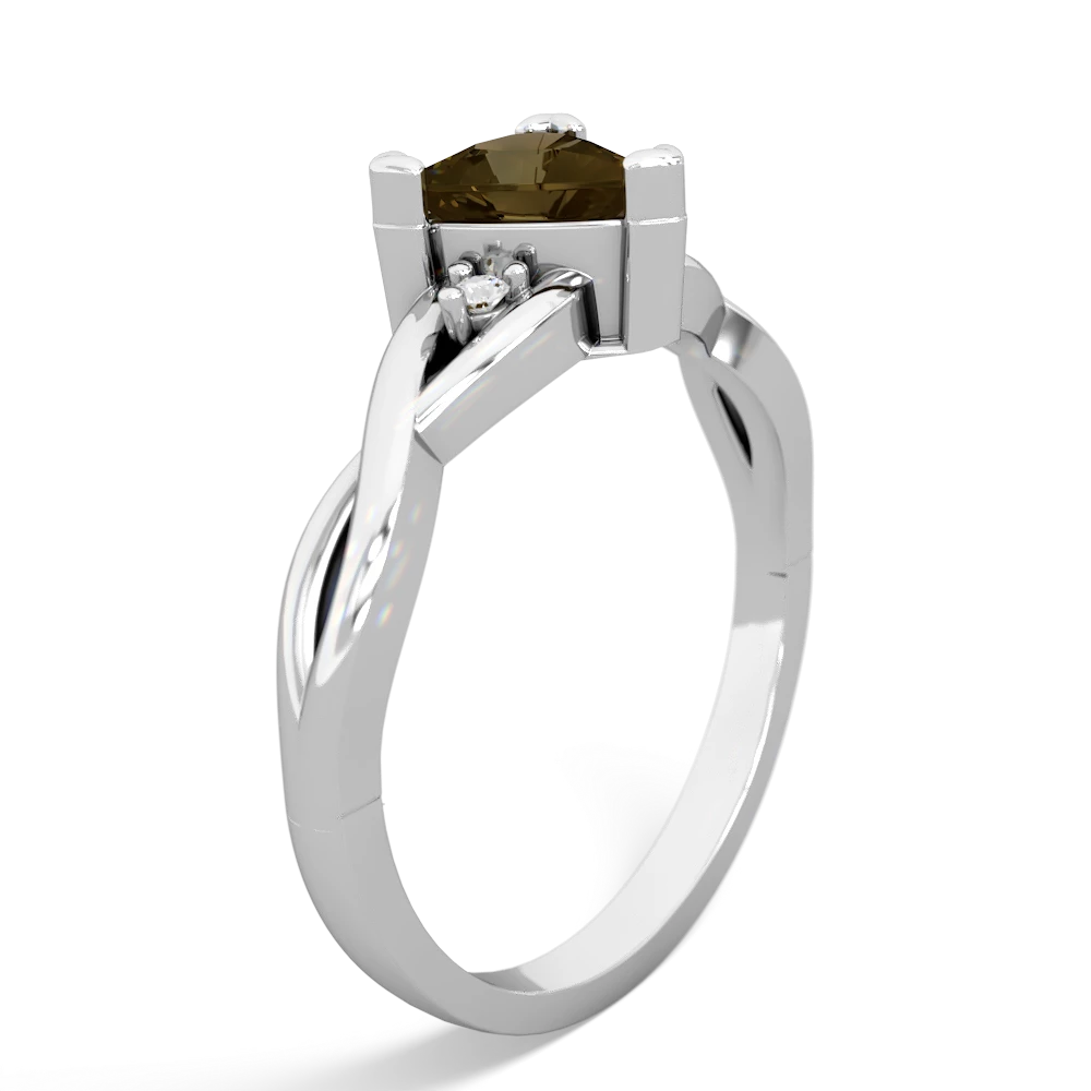 Smoky Quartz Trillion Twist 14K White Gold ring R2104