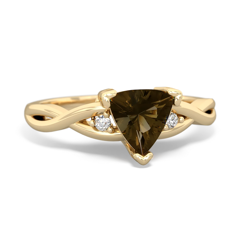 Smoky Quartz Trillion Twist 14K Yellow Gold ring R2104