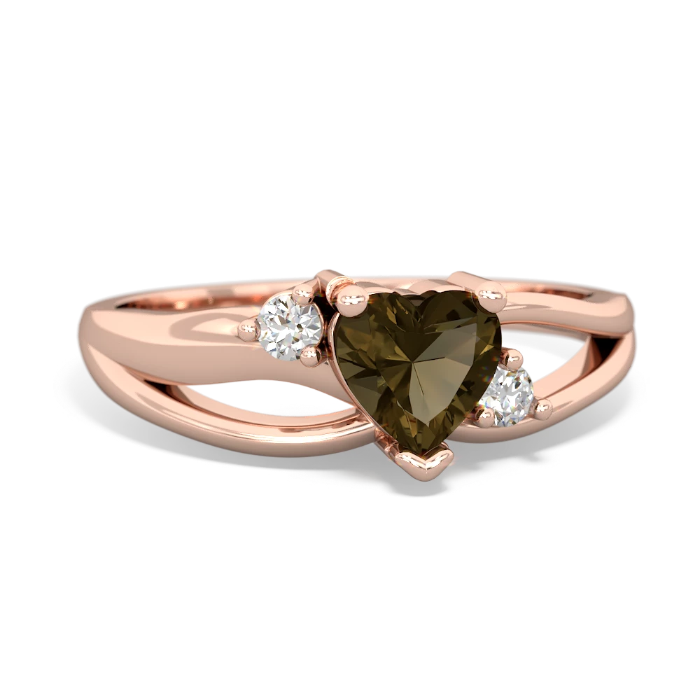 Smoky Quartz Split Band Swirl 14K Rose Gold ring R2130