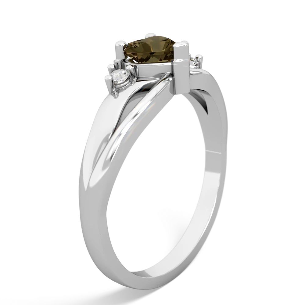 Smoky Quartz Split Band Swirl 14K White Gold ring R2130