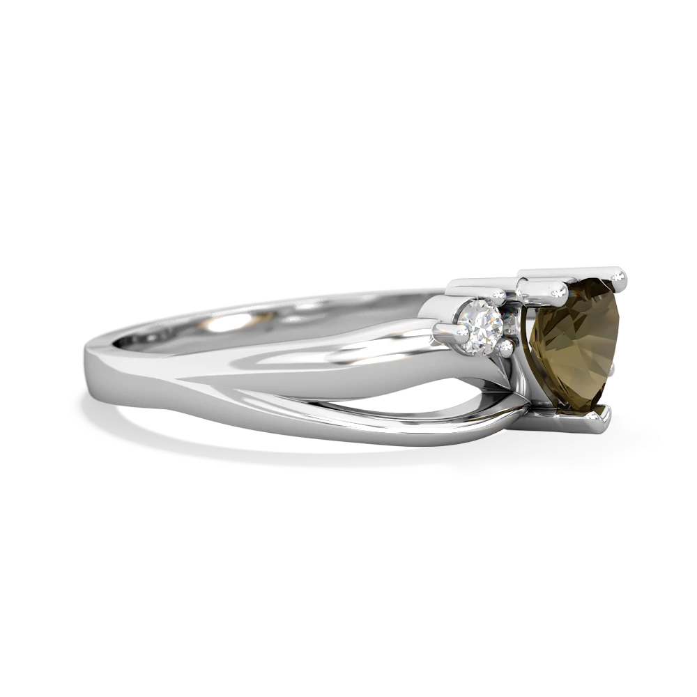 Smoky Quartz Split Band Swirl 14K White Gold ring R2130