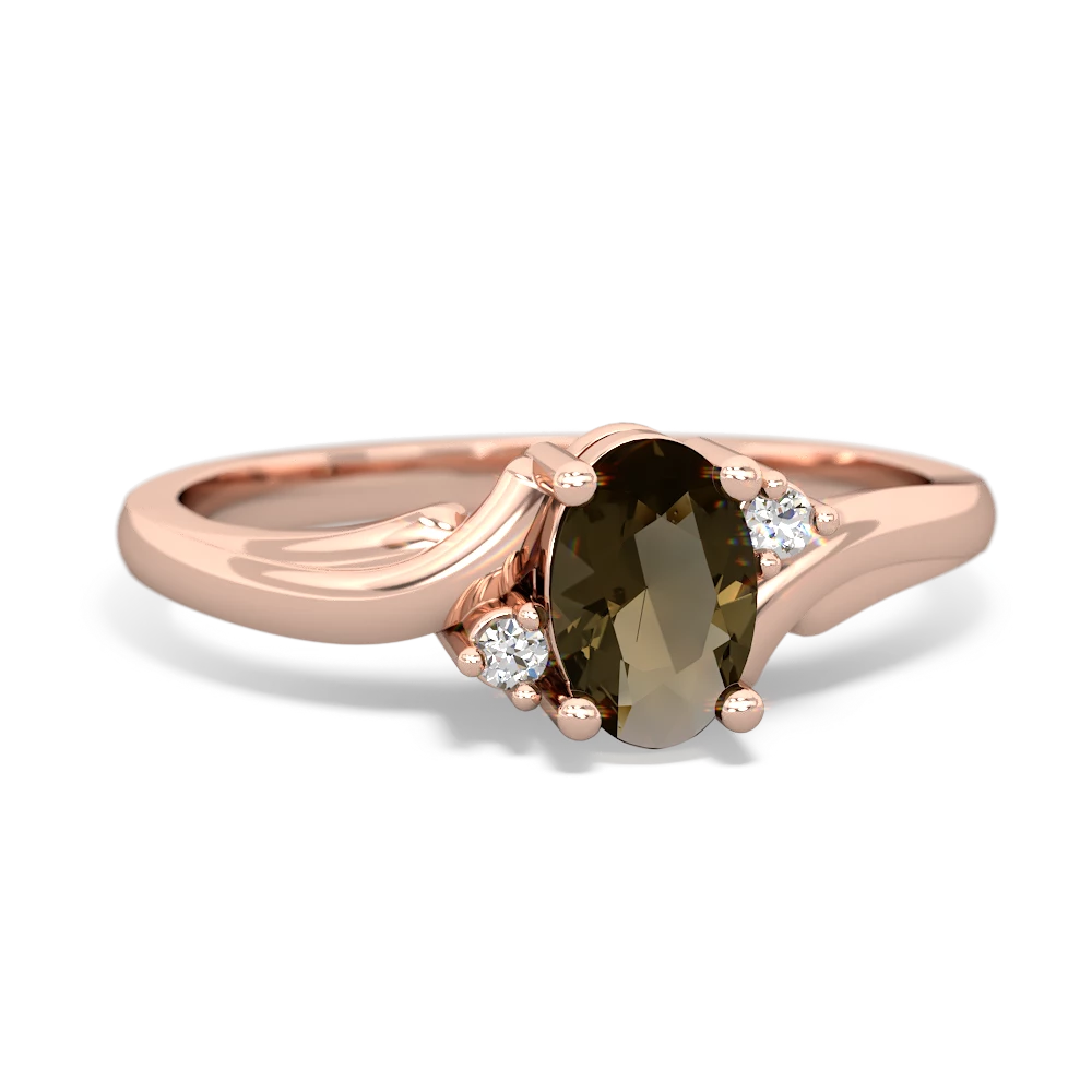 Smoky Quartz Elegant Swirl 14K Rose Gold ring R2173