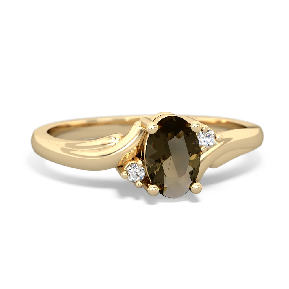 Smoky Quartz Elegant Swirl 14K Yellow Gold ring R2173