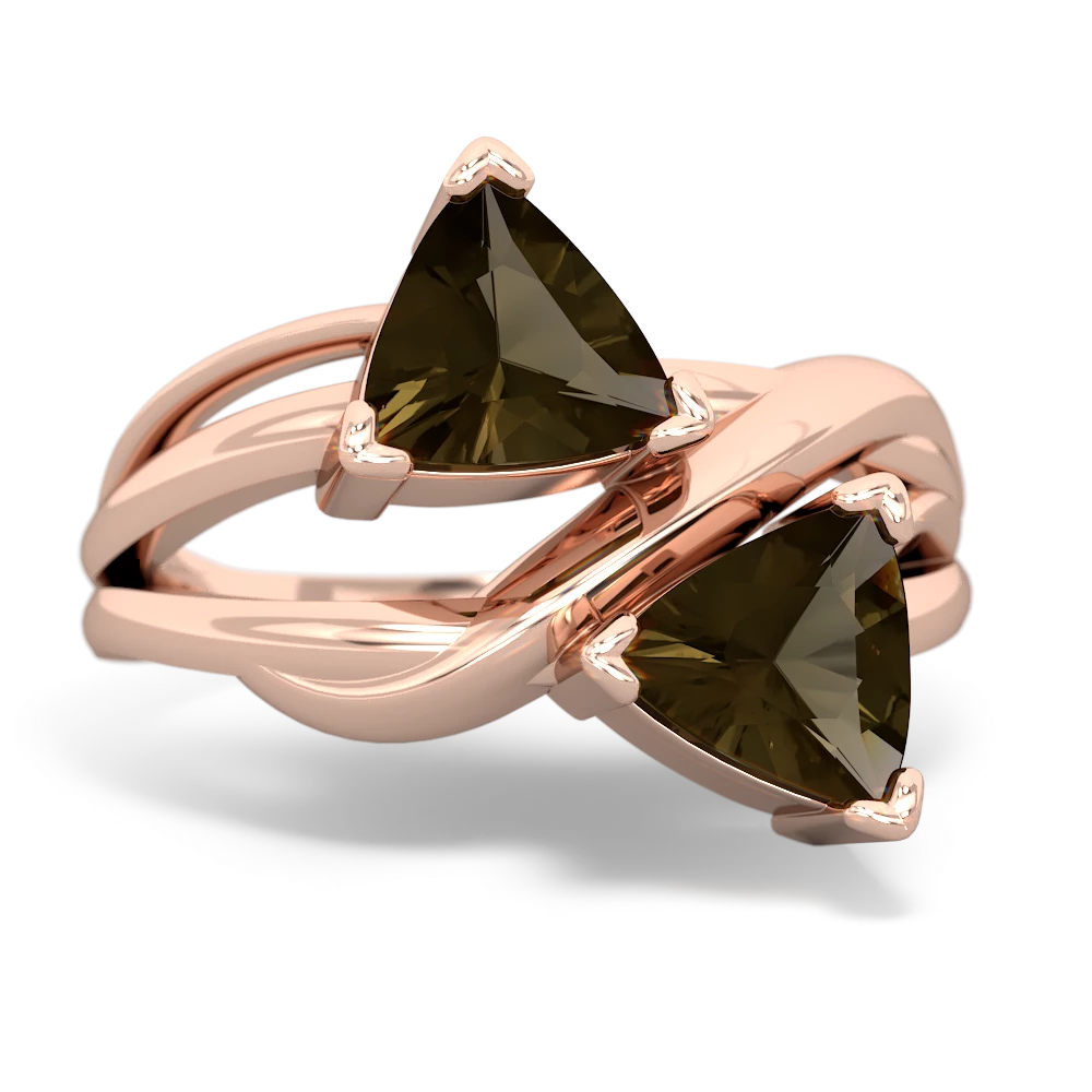 Smoky Quartz Split Band Swirl 14K Rose Gold ring R2341