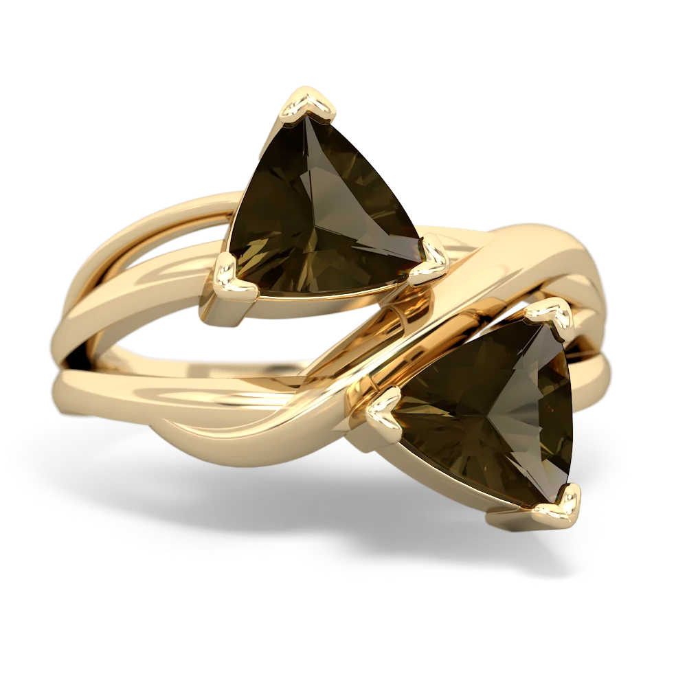 Smoky Quartz Split Band Swirl 14K Yellow Gold ring R2341