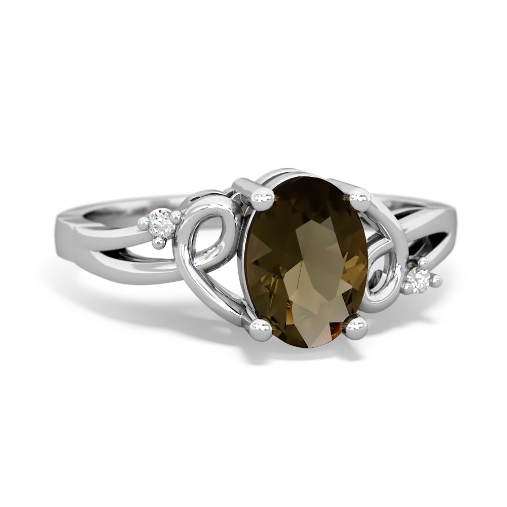 Smoky Quartz Swirls 14K White Gold ring R2347