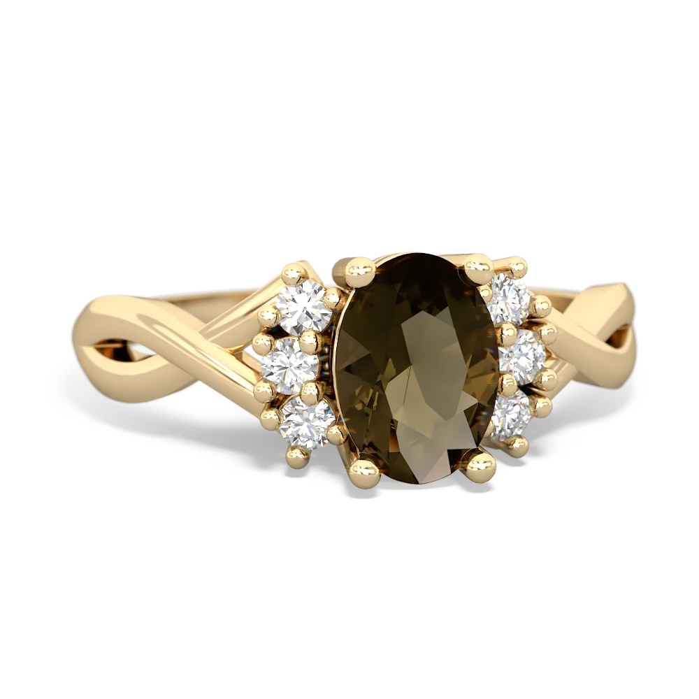 Smoky Quartz Victorian Twist 14K Yellow Gold ring R2497