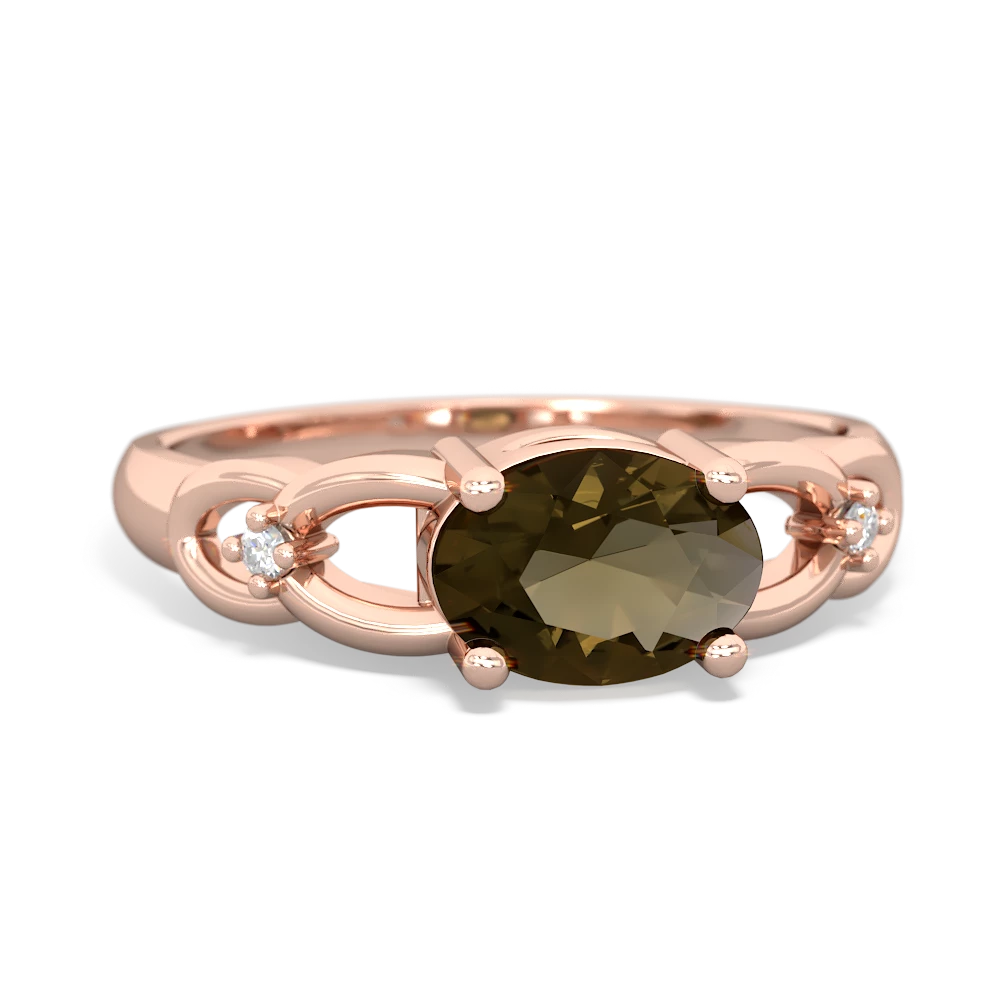 Smoky Quartz Links 14K Rose Gold ring R4032