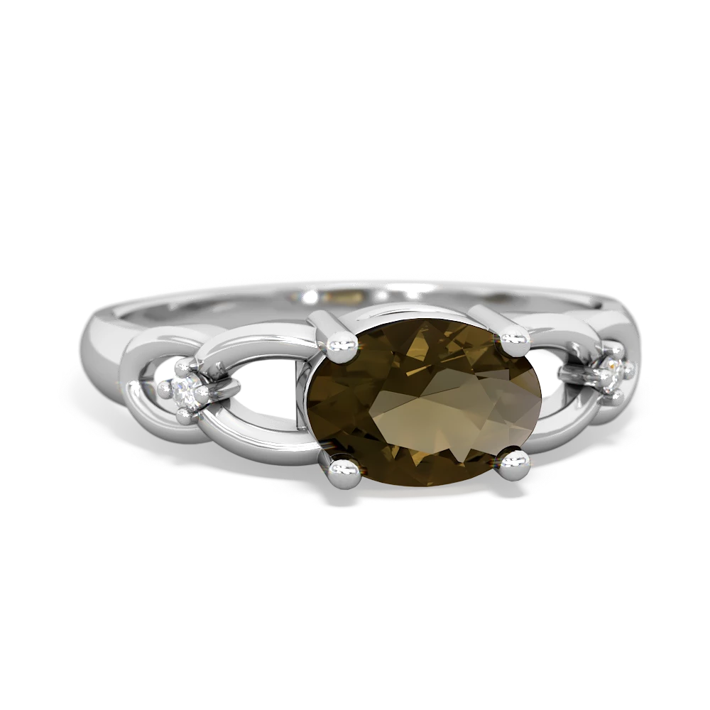 Smoky Quartz Links 14K White Gold ring R4032