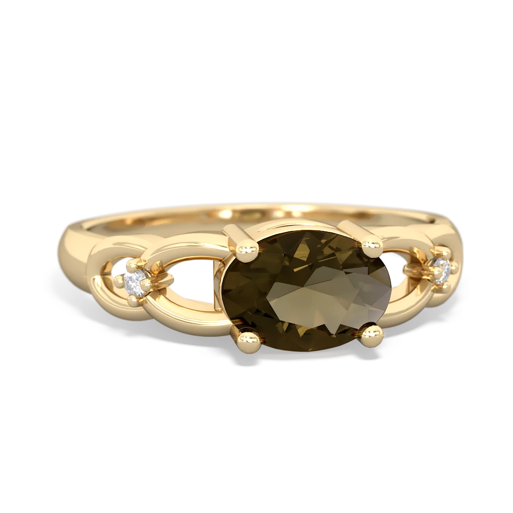 Smoky Quartz Links 14K Yellow Gold ring R4032