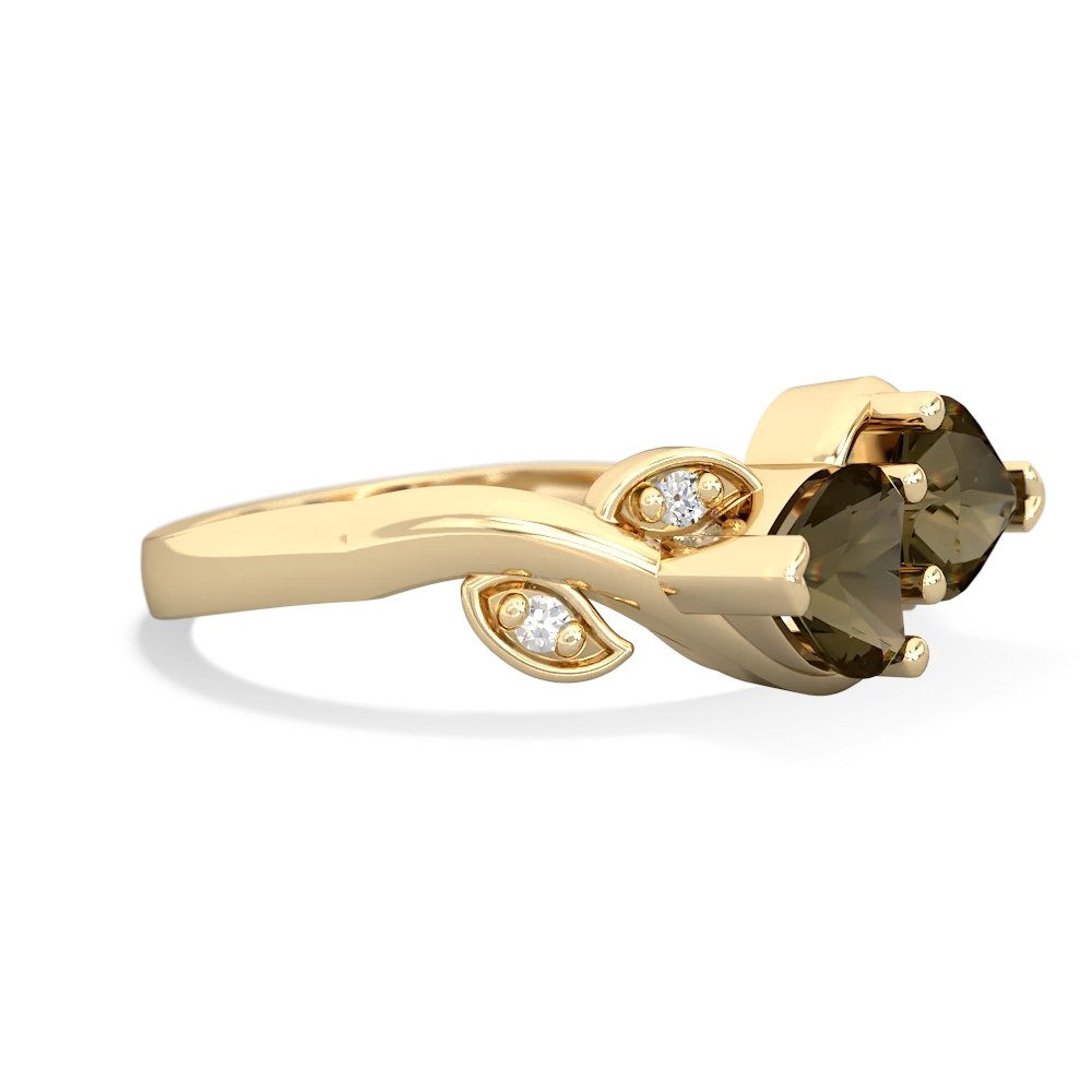 Smoky Quartz Floral Elegance 14K Yellow Gold ring R5790