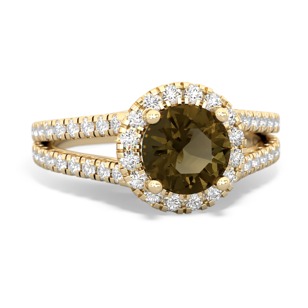This  14K Gold halo ring features 1